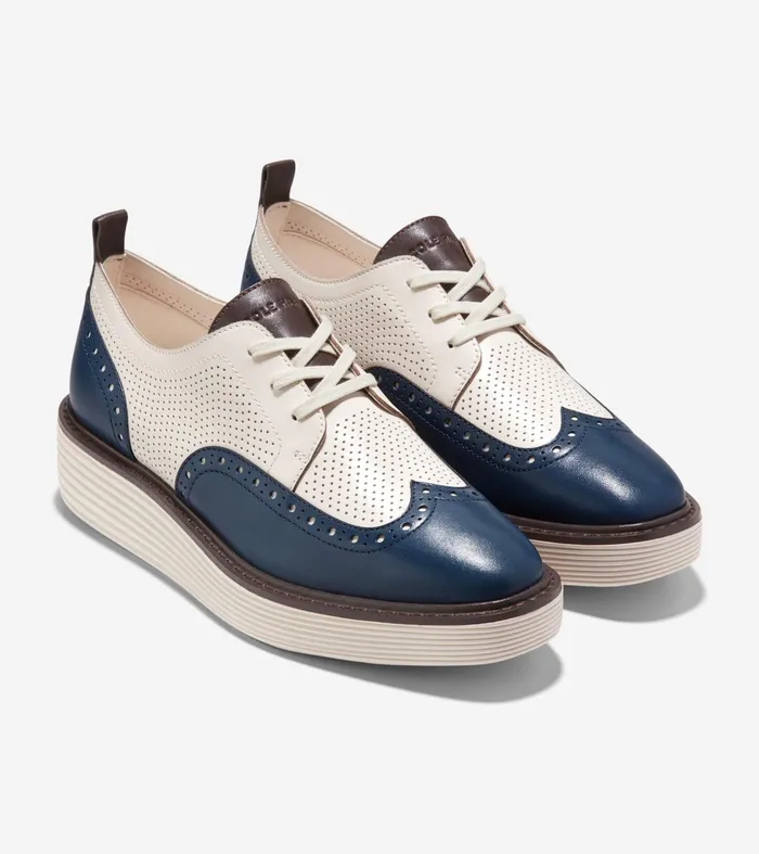 Women riginalGrand Platform Wingtip Oxfords Blue Wing Tealivory Cole Haan Oxfords