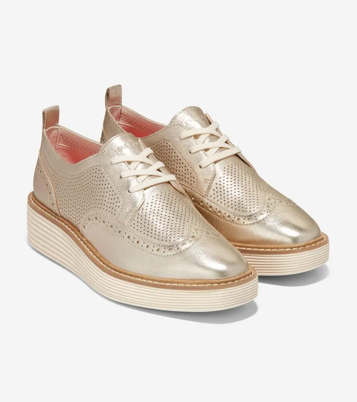 Women riginalGrand Platform Wingtip Oxfords Gold Talcaivory Cole Haan Oxfords