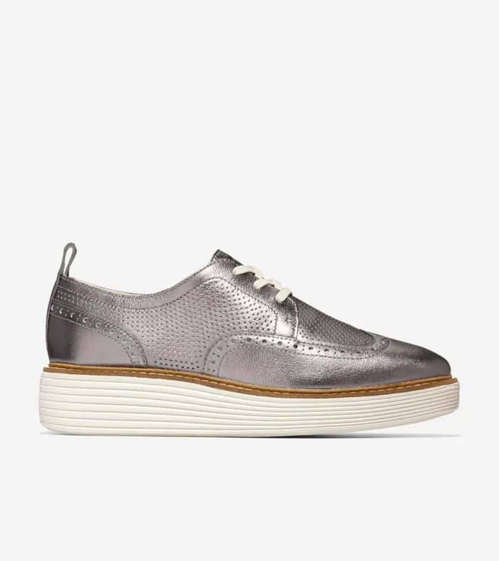 Women riginalGrand Platform Wingtip Oxfords Pewter Metallic Cole Haan Oxfords Women riginalGrand Platform Wingtip Oxfords Pewter Metallic Cole Haan Oxfords