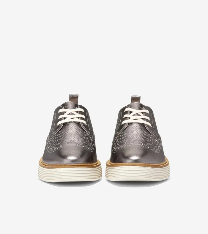 Women riginalGrand Platform Wingtip Oxfords Pewter Metallic Cole Haan Oxfords