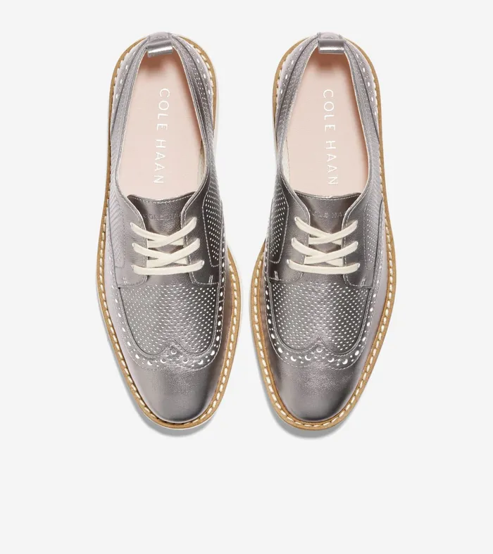 Women riginalGrand Platform Wingtip Oxfords Pewter Metallic Cole Haan Oxfords
