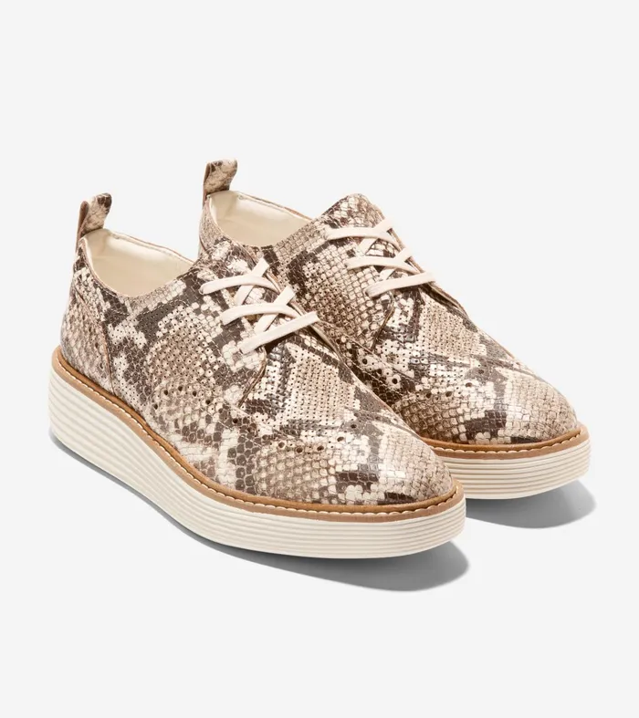Women riginalGrand Platform Wingtip Oxfords Sandollar Snake Printivory Cole Haan Oxfords
