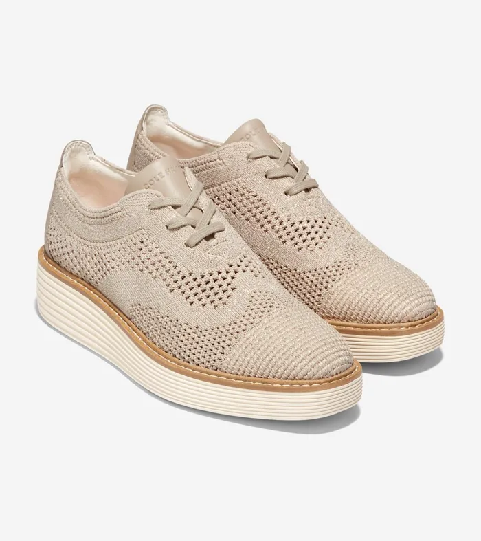Women riginalGrand Stitchlitetrade Platform Wingtip Oxfords Rye Knitivory Stitchliteandtrade Cole Haan Oxfords