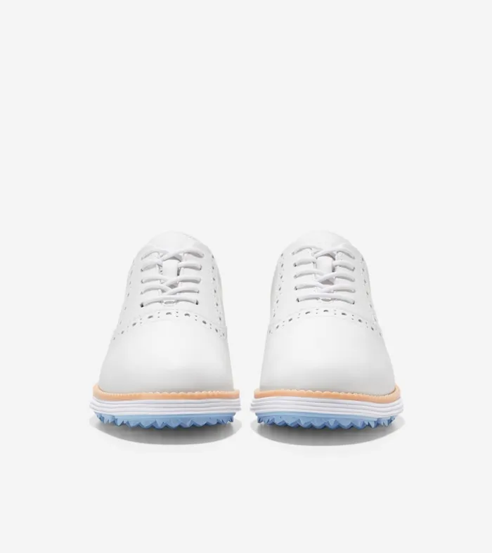 Women riginalGrand Waterproof Shortwing Oxfords Golf Shoe Optic Whitebluebell Cole Haan Golf Shoes