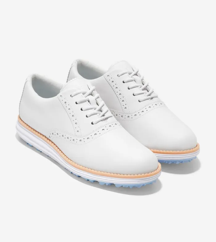 Women riginalGrand Waterproof Shortwing Oxfords Golf Shoe Optic Whitebluebell Cole Haan Golf Shoes
