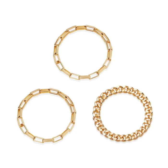 Women Ring Layering Sets Daisy London Jewellery Box And Curb Chain Ring Stack Women Ring Layering Sets Daisy London Jewellery Box And Curb Chain Ring Stack