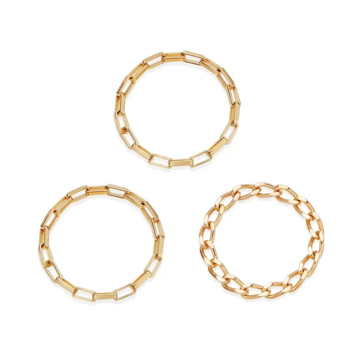 Women Ring Layering Sets Daisy London Jewellery Box And Open Curb Chain Ring Stack 18ct Gold Plate Women Ring Layering Sets Daisy London Jewellery Box And Open Curb Chain Ring Stack 18ct Gold Plate