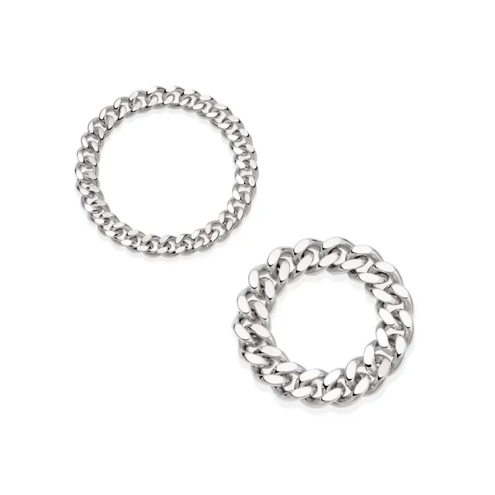Women Ring Layering Sets Daisy London Jewellery Curb Chain Duo Ring Stack