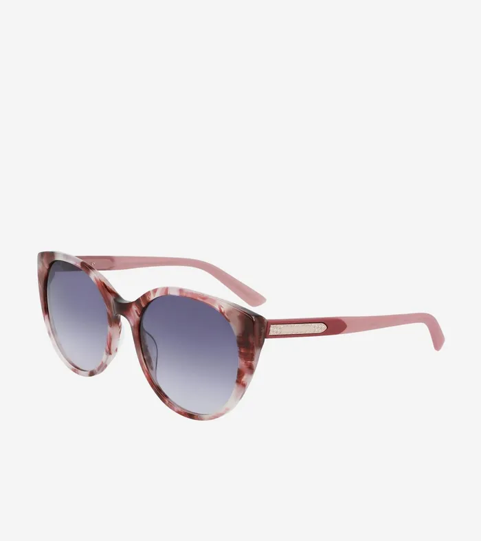 Women Round Cat Eye Sunglasses Blue Tortoise Cole Haan Sunglasses