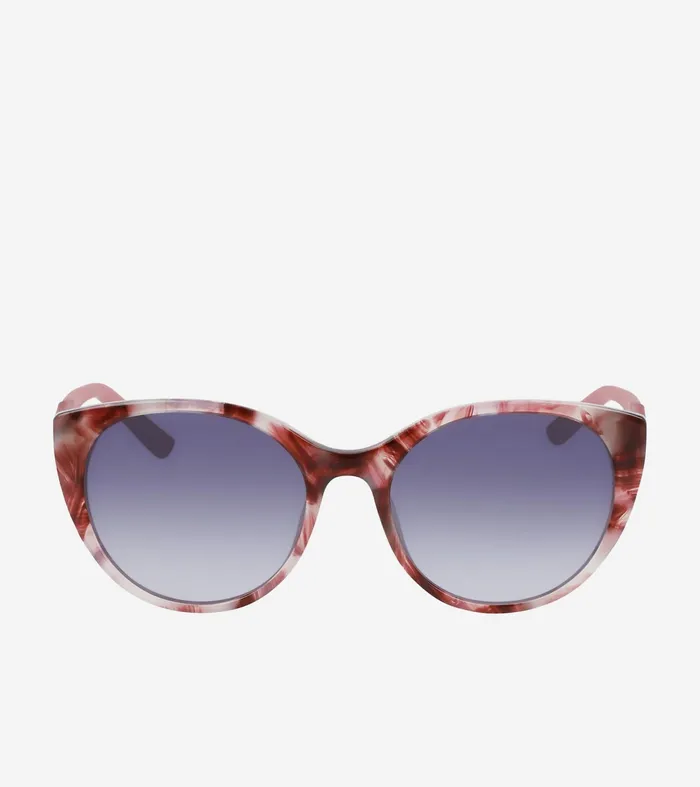 Women Round Cat Eye Sunglasses Blue Tortoise Cole Haan Sunglasses