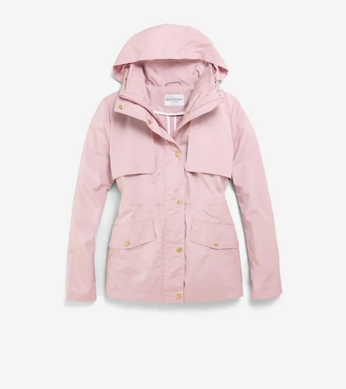 Women Short Packable Rain Jacket Canyon Rose Cole Haan Outerwear