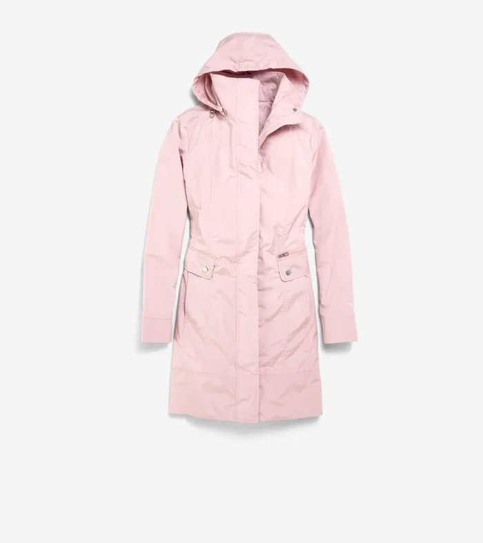 Women Signature Packable Hooded Rain Jacket Canyon Rose Cole Haan Outerwear