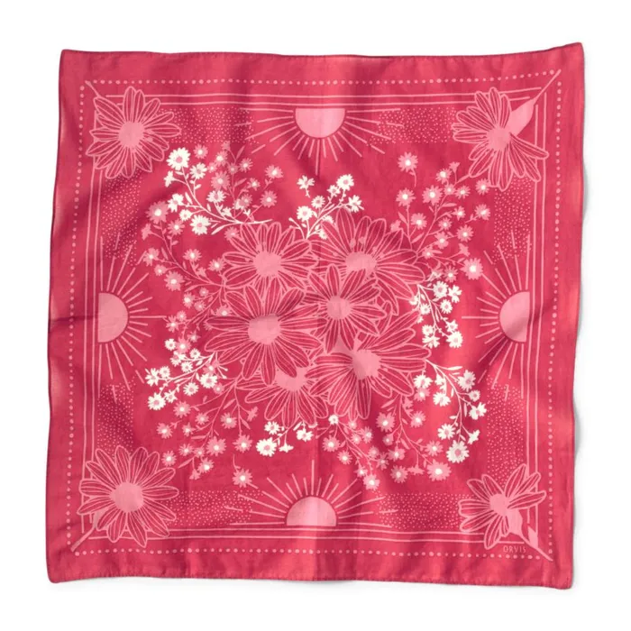 Women Signature Printed Bandana Faded Red Floating Daisy Orvis Scarves and Neckwear Women Signature Printed Bandana Faded Red Floating Daisy Orvis Scarves and Neckwear