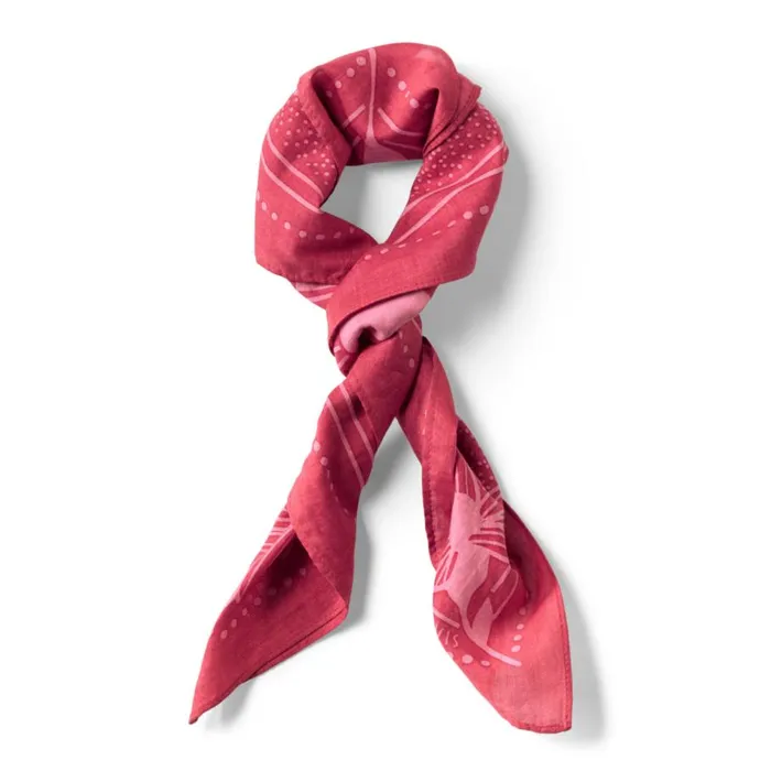 Women Signature Printed Bandana Faded Red Floating Daisy Orvis Scarves and Neckwear