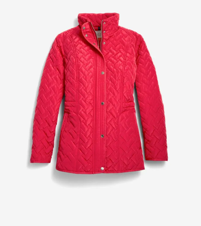Women Signature Quilted Classic Jacket Red Cole Haan Quilted Jackets