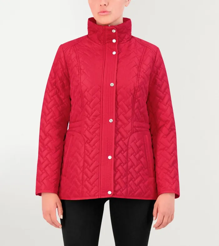 Women Signature Quilted Classic Jacket Red Cole Haan Quilted Jackets