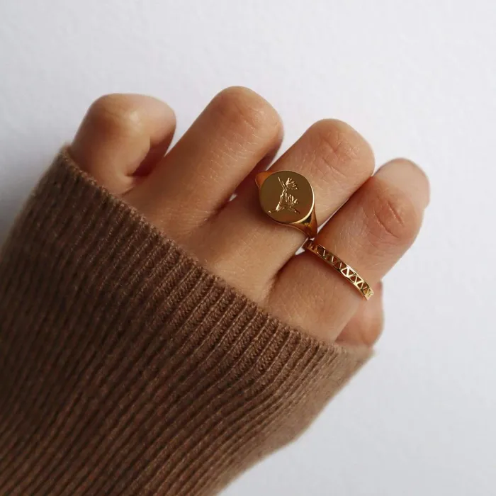 Women Signet Rings Daisy London Jewellery Bird Of Paradise Signet Ring 18ct Gold Plate