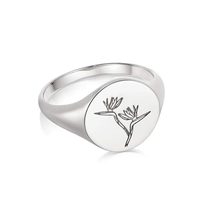 Women Signet Rings Daisy London Jewellery Bird Of Paradise Signet Ring Sterling Silver Women Signet Rings Daisy London Jewellery Bird Of Paradise Signet Ring Sterling Silver
