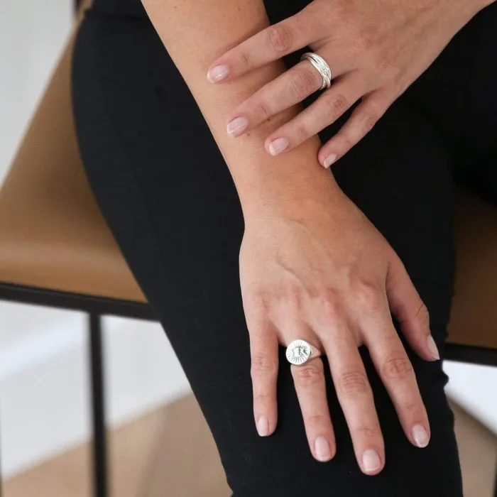 Women Signet Rings Daisy London Jewellery Este Lalonde Goddess Medallion Signet Ring Sterling Silver