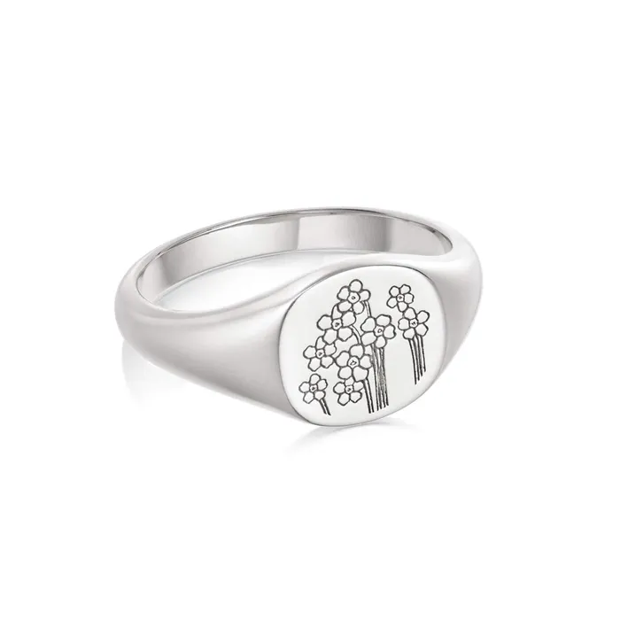 Women Signet Rings Daisy London Jewellery Forget Me Not Signet Ring Sterling Silver Women Signet Rings Daisy London Jewellery Forget Me Not Signet Ring Sterling Silver