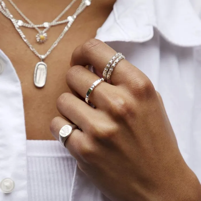 Women Signet Rings Daisy London Jewellery Forget Me Not Signet Ring Sterling Silver