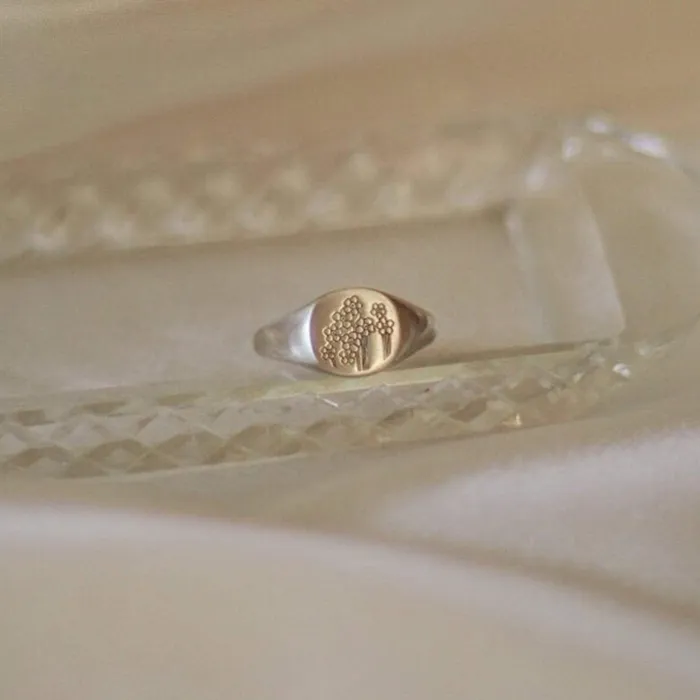 Women Signet Rings Daisy London Jewellery Forget Me Not Signet Ring Sterling Silver