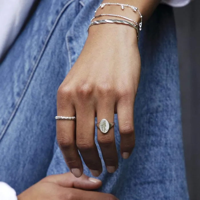 Women Signet Rings Daisy London Jewellery Lavender Signet Ring Sterling Silver