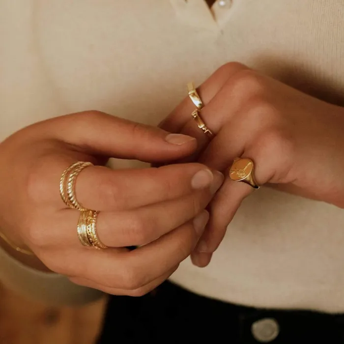 Women Signet Rings Daisy London Jewellery Orchid Signet Ring 18ct Gold Plate