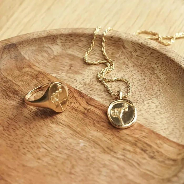 Women Signet Rings Daisy London Jewellery Orchid Signet Ring 18ct Gold Plate
