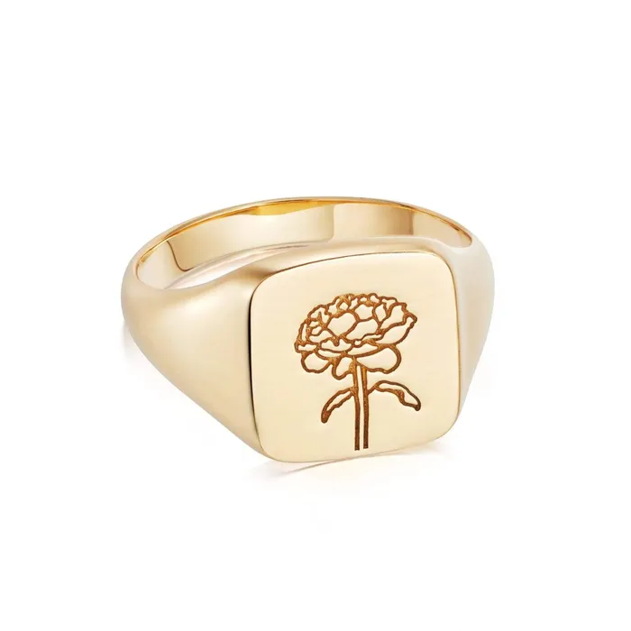 Women Signet Rings Daisy London Jewellery Rose Signet Ring 18ct Gold Plate