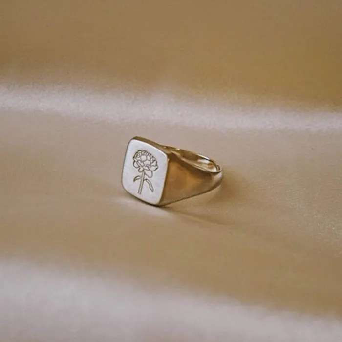 Women Signet Rings Daisy London Jewellery Rose Signet Ring Sterling Silver