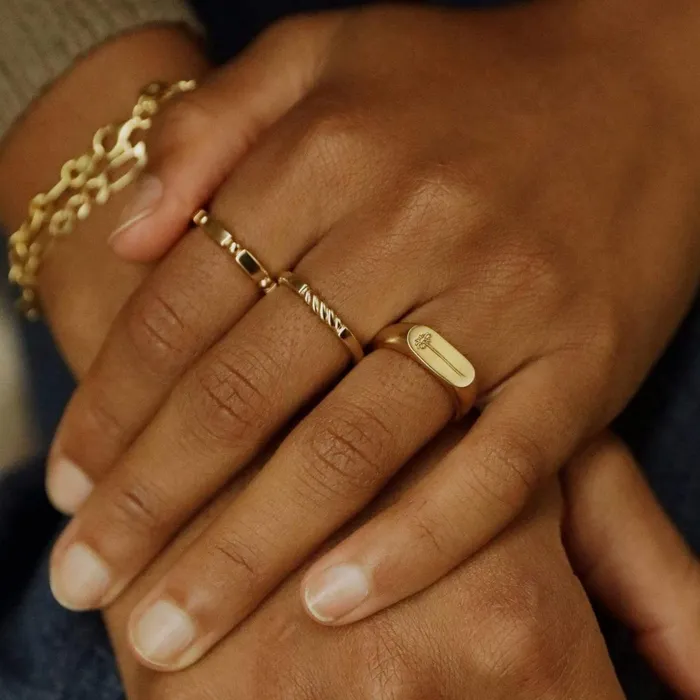 Women Signet Rings Daisy London Jewellery Single Daisy Signet Ring 18ct Gold Plate
