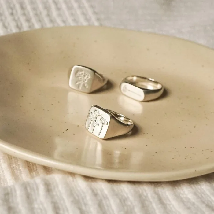 Women Signet Rings Daisy London Jewellery Wild Daisies Signet Ring Sterling Silver