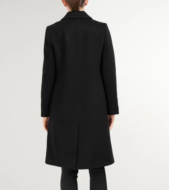 Women Slick Wool Asymmetric Coat Black Cole Haan Outerwear