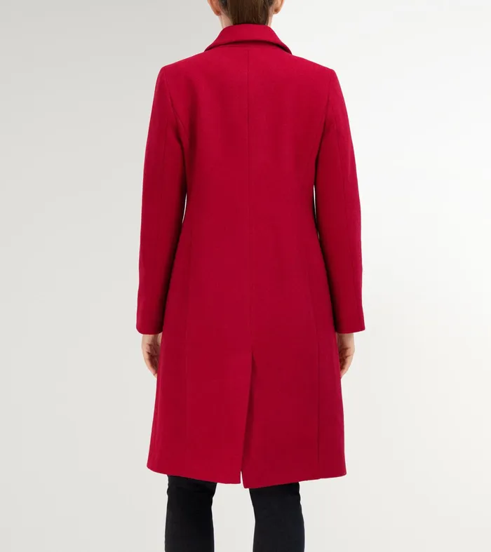 Women Slick Wool Asymmetric Coat Red Cole Haan Outerwear