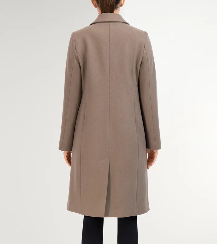 Women Slick Wool Asymmetric Coat Taupe Cole Haan Outerwear