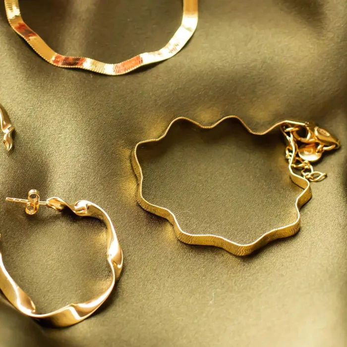 Women Snake Chain Necklaces Daisy London Jewellery Este Lalonde Wavy Snake Bracelet 18ct Gold Plate