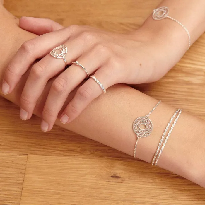Women Stacking Bracelets Daisy London Jewellery Heart Chakra Chain Bracelet Silver