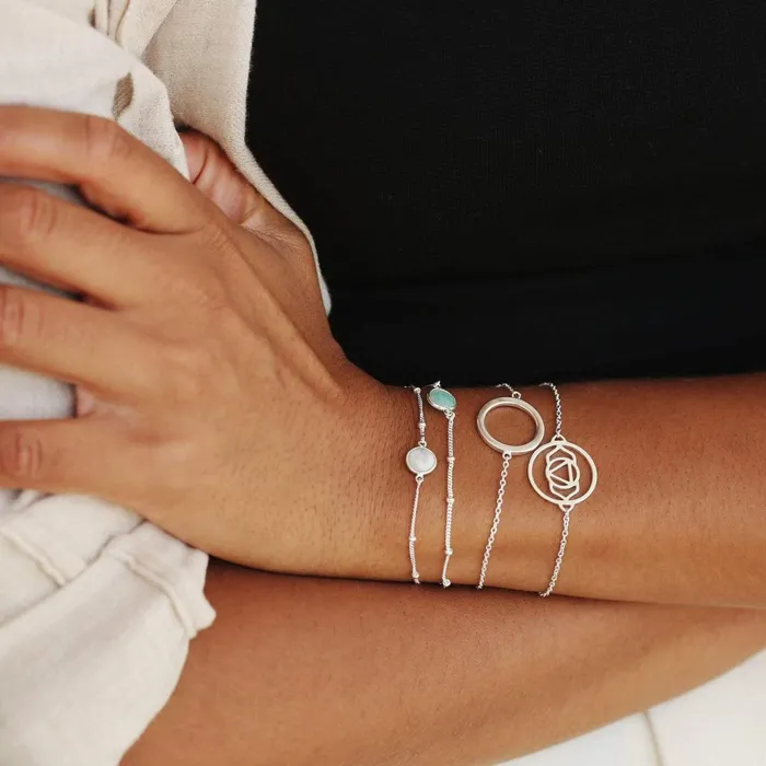 Women Stacking Bracelets Daisy London Jewellery Howlite Healing Stone Bobble Bracelet Silver