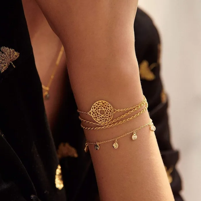 Women Stacking Bracelets Daisy London Jewellery Isla Double Rope Bracelet 18Ct Gold Plate