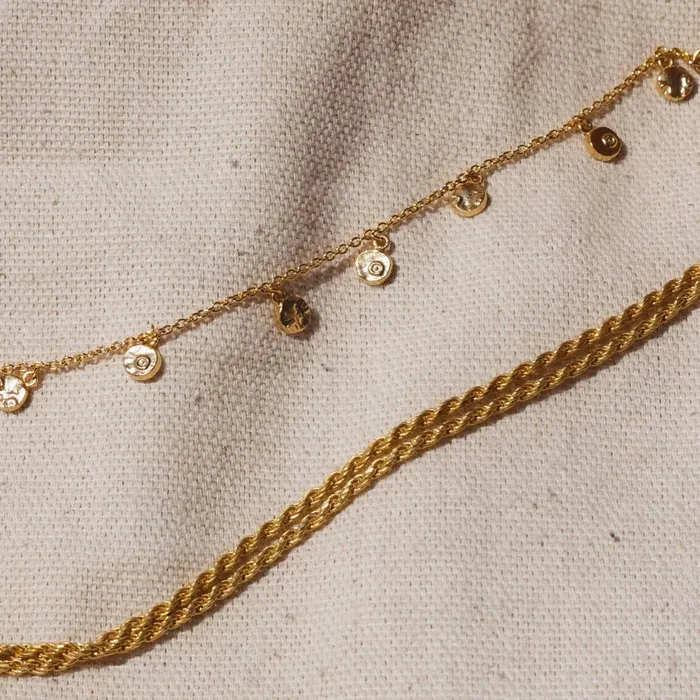 Women Stacking Bracelets Daisy London Jewellery Isla Double Rope Bracelet 18Ct Gold Plate