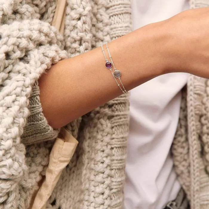 Women Stacking Bracelets Daisy London Jewellery Labradorite Healing Stone Bobble Bracelet Silver