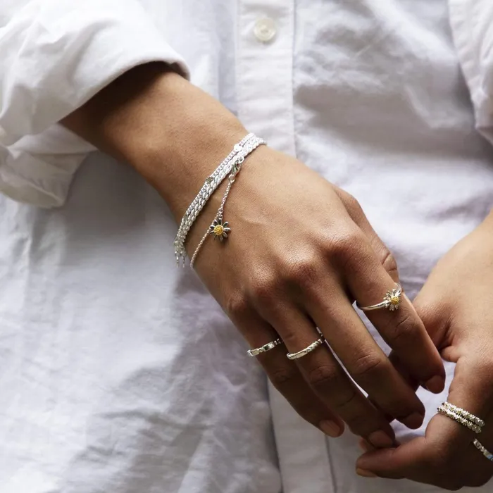 Women Stacking Bracelets Daisy London Jewellery Marguerite Daisy Single Drop Bracelet