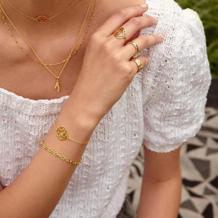 Women Stacking Bracelets Daisy London Jewellery Sacral Chakra Chain Bracelet 18Ct Gold Plate