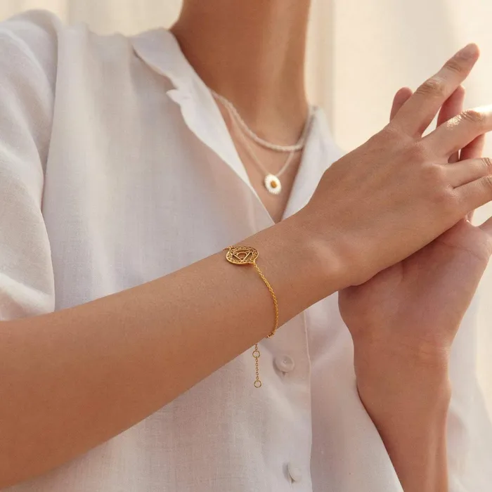 Women Stacking Bracelets Daisy London Jewellery Throat Chakra Chain Bracelet 18Ct Gold Plate