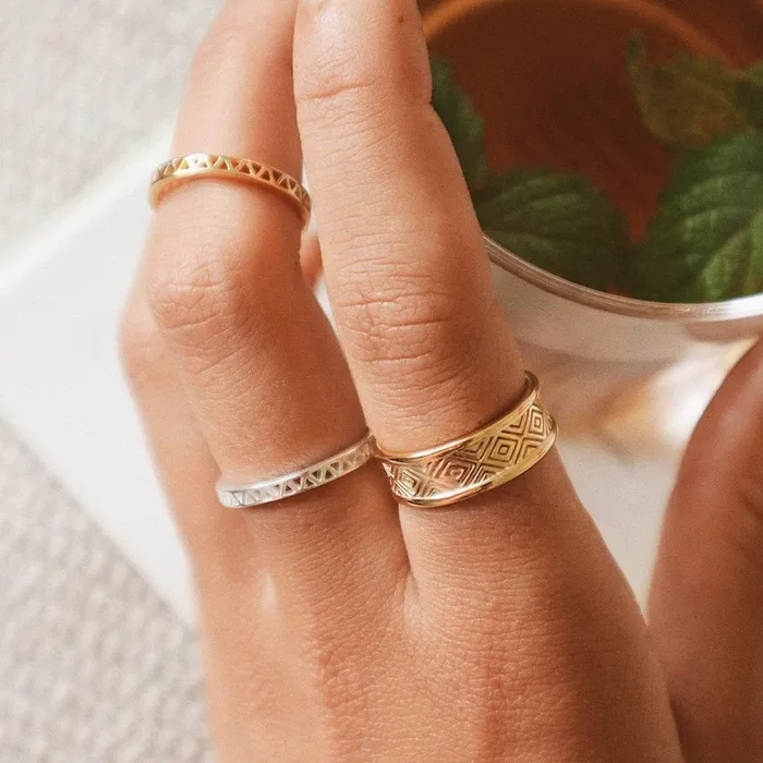 Women Stacking Rings Daisy London Jewellery Artisan Stamped Stacking Ring Sterling Silver