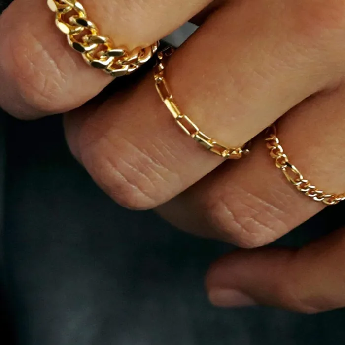 Women Stacking Rings Daisy London Jewellery Este Lalonde Box Chain Ring 18ct Gold Plate