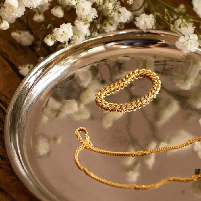 Women Stacking Rings Daisy London Jewellery Este Lalonde Curb Chain Ring 18ct Gold Plate