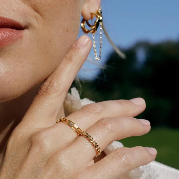 Women Stacking Rings Daisy London Jewellery Este Lalonde Curb Chain Ring 18ct Gold Plate