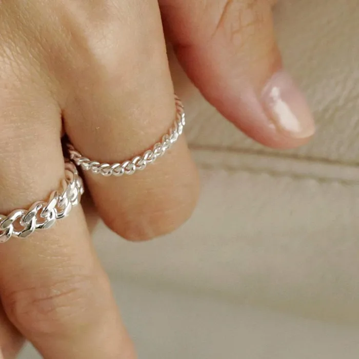 Women Stacking Rings Daisy London Jewellery Este Lalonde Curb Chain Ring Sterling Silver